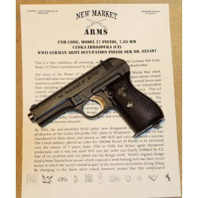 Very Fine WWII German CZ Model 27 "fnh" Code Pistol