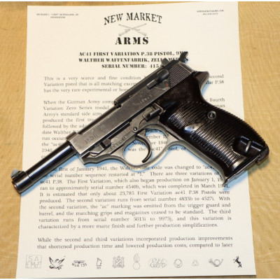 WWII German Walther P.38 ac41, Second Variation Pistol c. Aug 1941